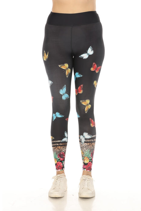 Johnny Was Style A1122 Black Butterfly Active Leggings