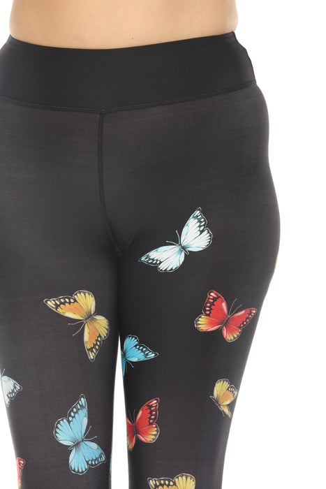 Johnny Was Black Butterfly Active Leggings A1122