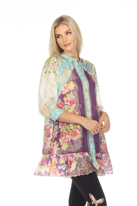 Johnny Was Bylexi Sedena Silk Floral Paisley Tunic Top C25023