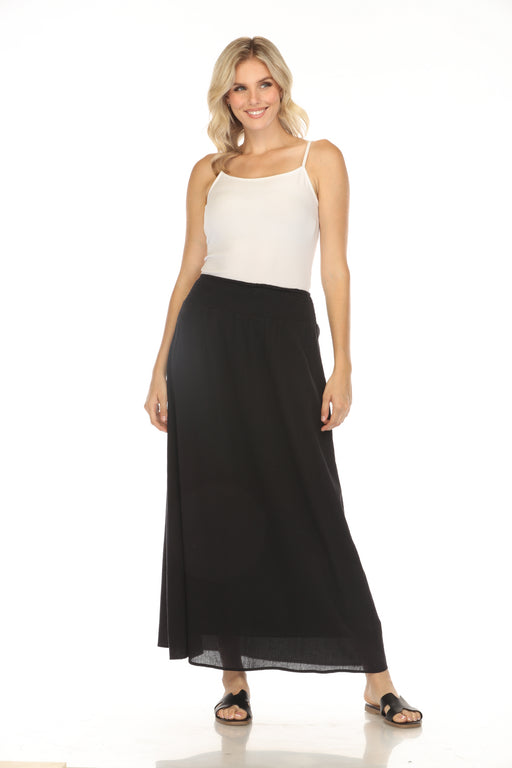 Johnny Was Calme Style O71004 Black Smocked Waist Maxi Skirt