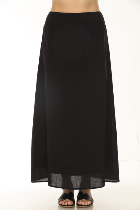 Johnny Was Calme Style O71004 Black Smocked Waist Maxi Skirt