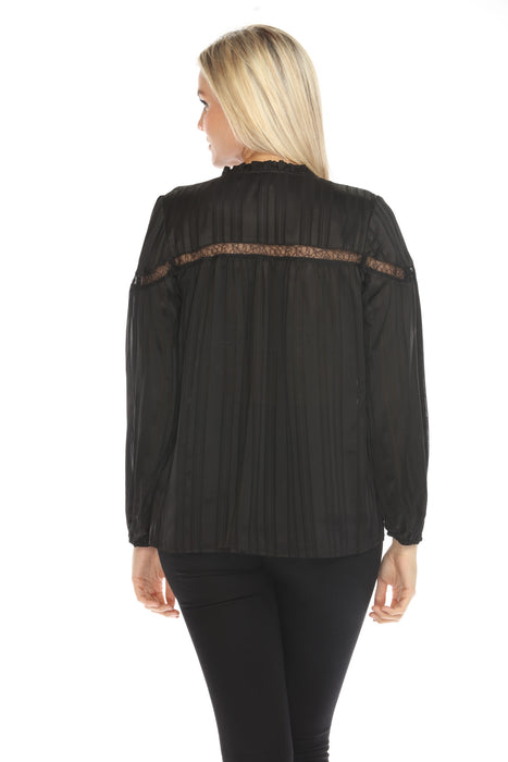 Johnny Was Calme Striped V-Neck Silk Peasant Top O21062-O *