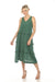 Johnny Was Calme Style O31116 Green Tiered Ruffles V-Neck Sleeveless Trapeze Dress