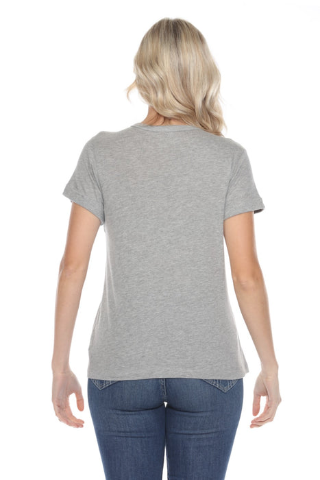 Johnny Was Calme Grey Crew Neck Cuff Tee O31222