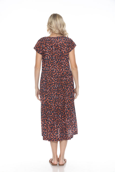 Johnny Was Calme Shirred Neck Tier Midi Dress O31039