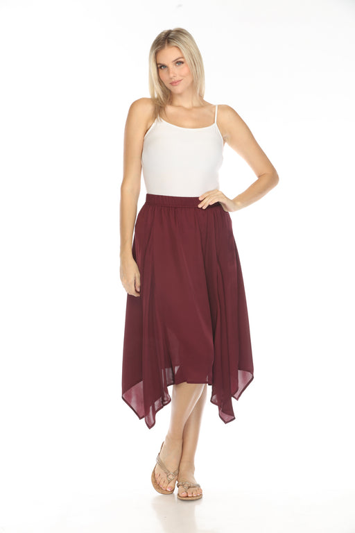 Johnny Was Calme Style O71005 Red Silky Handkerchief Midi Skirt