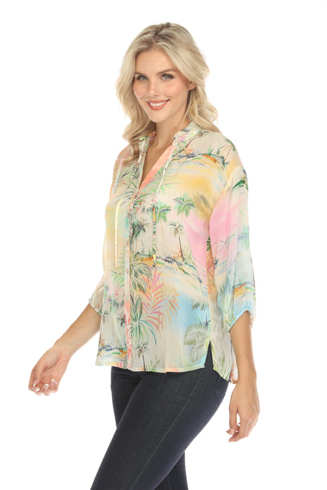 Johnny Was Cathryn Button-Down Blouse C13924B5 Boho Chic