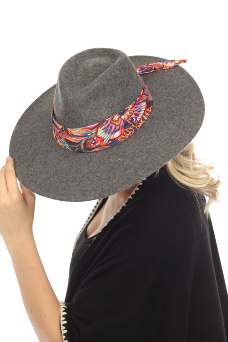 Johnny Was Charcoal Jade Wool Felt Hat Boho Chic MA6323