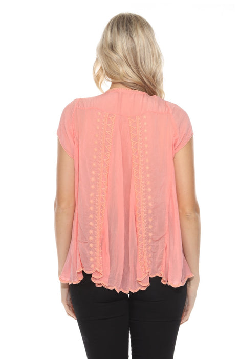 Johnny Was Embroidered High Low Blouse C7894