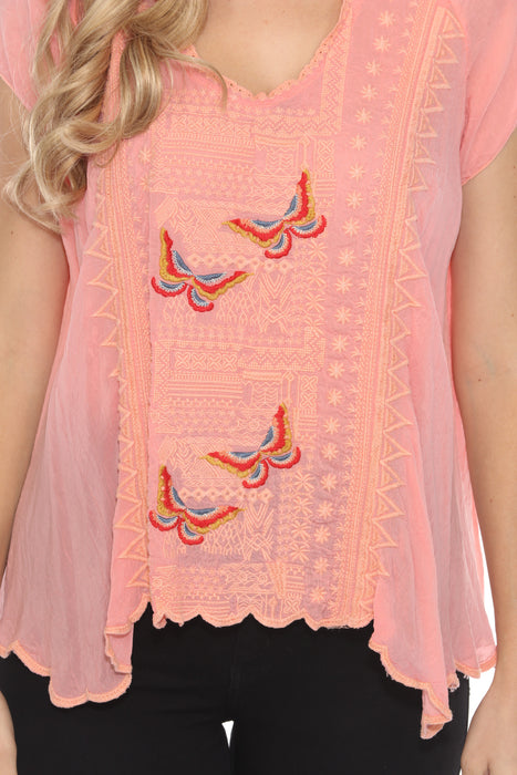 Johnny Was Embroidered High Low Blouse C7894