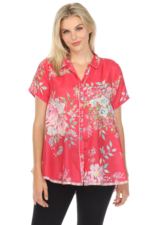 Johnny Was Style C20524A5 Emelda Maddi Silk Floral Tunic Top Boho Chic