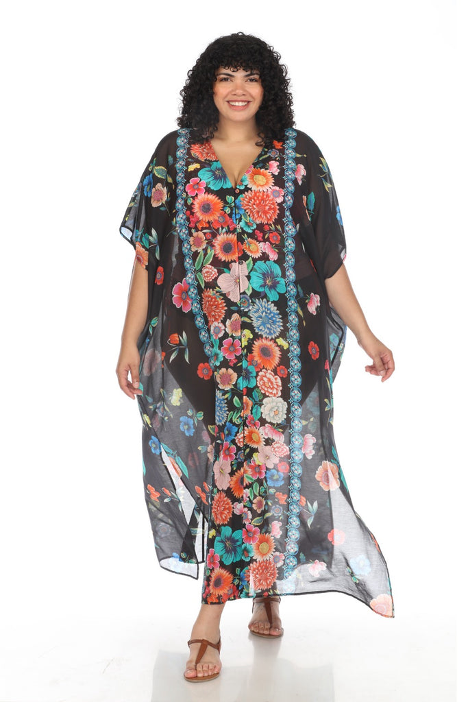 NWT Calme by Johnny shops Was V Neck Maxi Kaftan Dress Turquoise Tie Dye Small Med S M