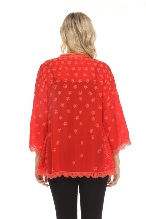 Johnny Was Red Fleur Du Jour Embroidered Kimono C41024