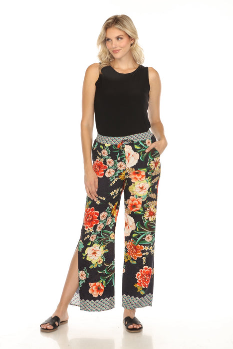 Johnny Was Style CSW3522-H Black Floral Border Split Pants