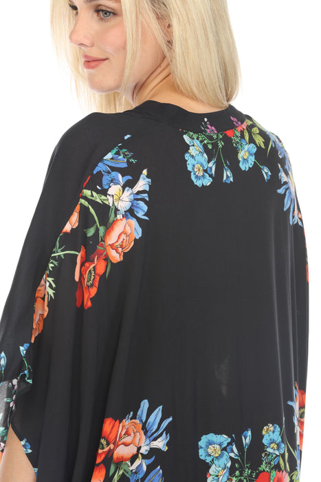 Johnny Was Floral V-Neck Maxi Kaftan Dress CSW7822AM