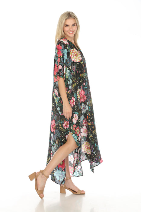 Johnny Was Floral Peace Swim Cover Up Long Kaftan Dress CSW7322BN