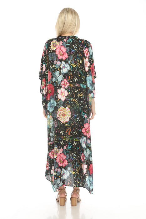 Johnny Was Floral Peace Swim Cover Up Long Kaftan Dress CSW7322BN