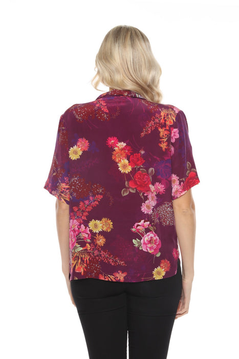 Johnny Was Floral Silk Button-Down Blouse C6667