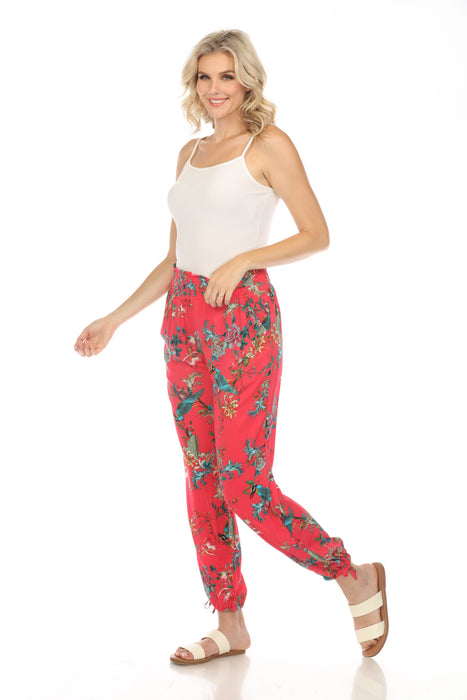 Johnny Was Floral Smocked Waist Pull On Pants Boho Chic CSW3219 N AfterRetail