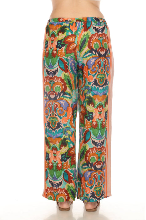 Johnny Was Floral Stripes Pull-On Wide Leg Pants JW7887