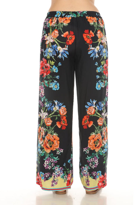 Johnny Was Black Flower Arch Wrap Pants CSW8322-M