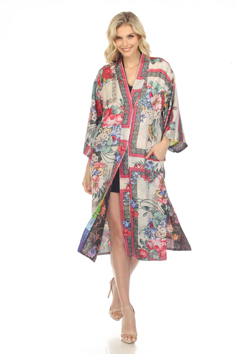 Johnny Was Fuji Brasil Silk Floral Reversible Longline Kimono Boho Chi —  AfterRetail