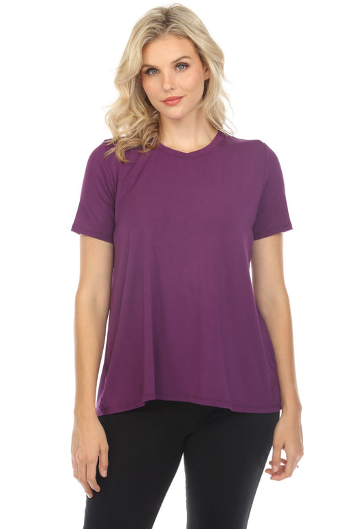 Johnny Was Style R12222 Grape Royal Favorite Short Sleeve Crew Neck Swing Tee