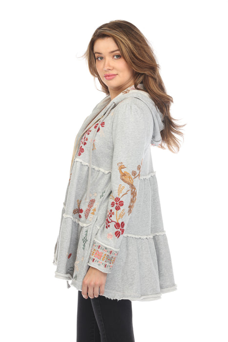 Johnny Was Zuzu Tiered Zip Front Hoodie Boho Chic R49423