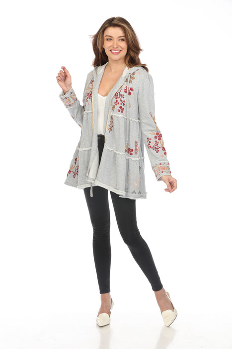 Johnny Was Zuzu Tiered Zip Front Hoodie Boho Chic R49423