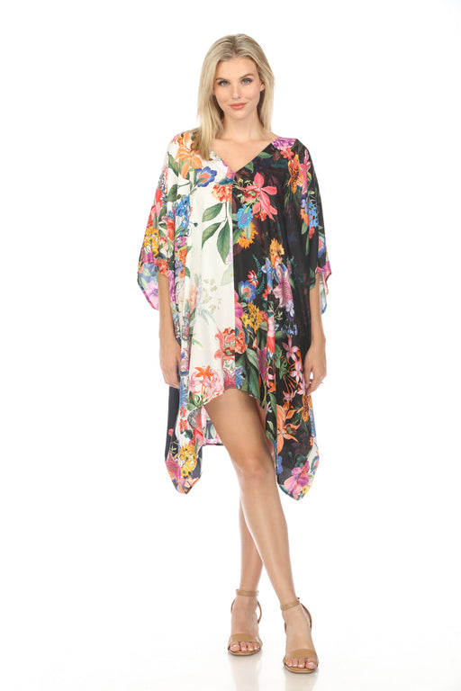 Johnny Was Style CSW2824 High-Low Floral Swim Cover-Up Kaftan Dress Boho Chic