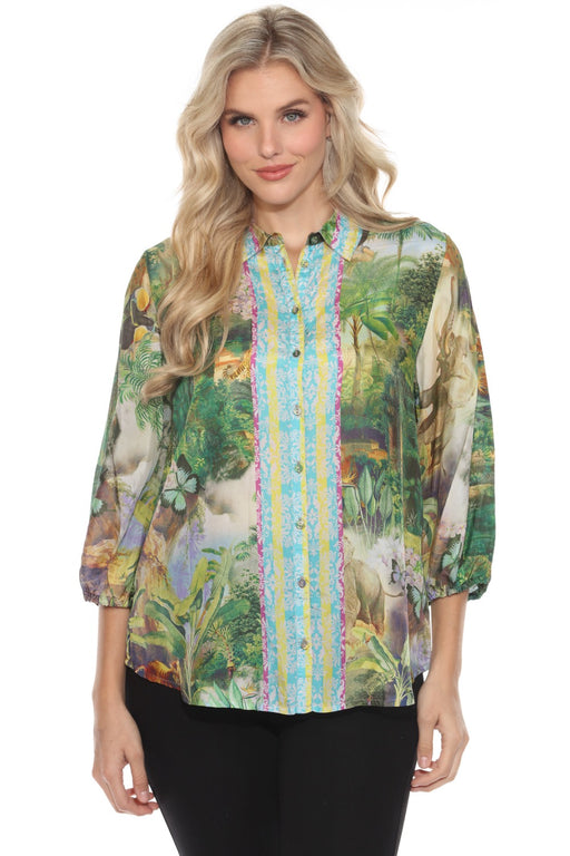 Johnny Was Style C18224 Isolah Rawi Button-Down Silk Blouse