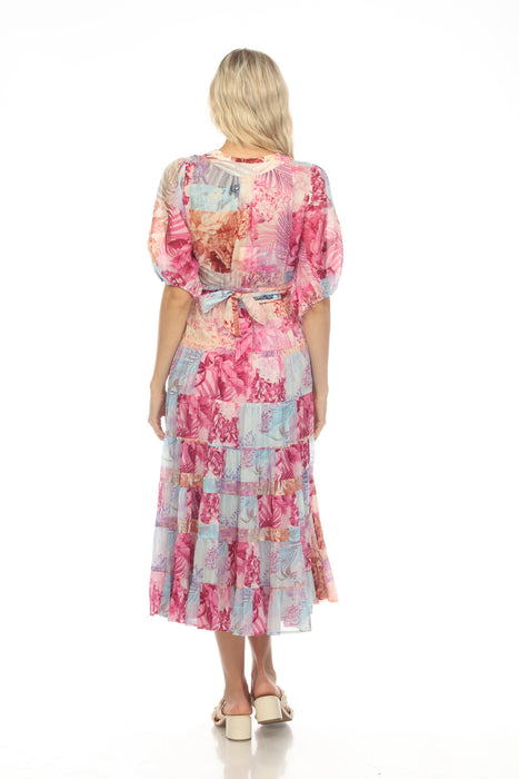 Johnny Was Jade Annalise Floral Patchwork Midi Dress Boho Chic L35623