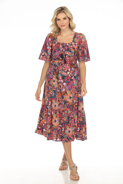 Johnny Was Jade Style L32523 Eyes On You Poplin Floral Midi Dress Boho Chic