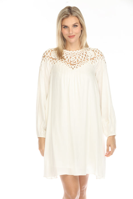 Johnny Was Jade Style L39823-E Lace Yoke Long Sleeve Mini Slip Dress