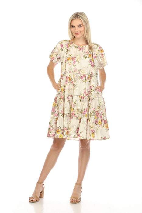 Johnny Was Jade Style L35223 Magnolia Tiered Floral Mini Dress Boho Chic