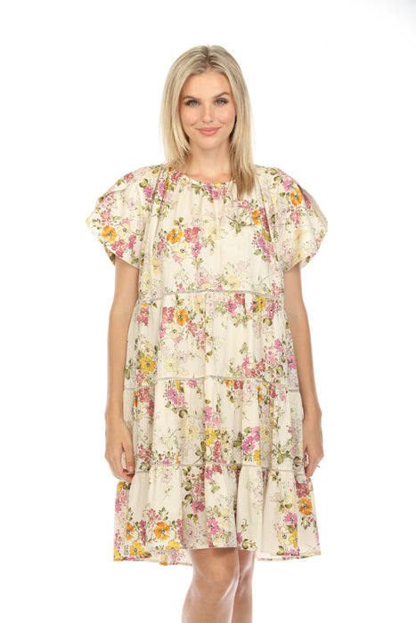 Johnny Was Jade Magnolia Tiered Floral Mini Dress Boho Chic L35223