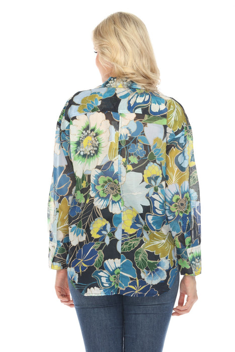 Johnny Was Jenn Floral Multi Curved Hem Yoke Shirt Boho Chic R24824