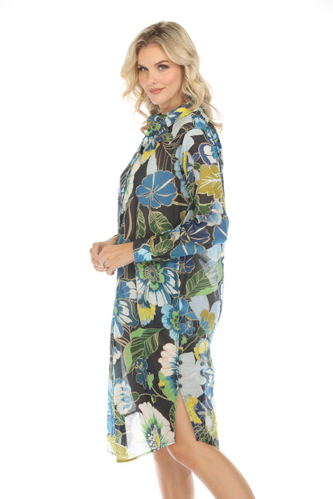 Johnny Was Jenn Floral Button-Down Shirt Dress R19724 Boho Chic