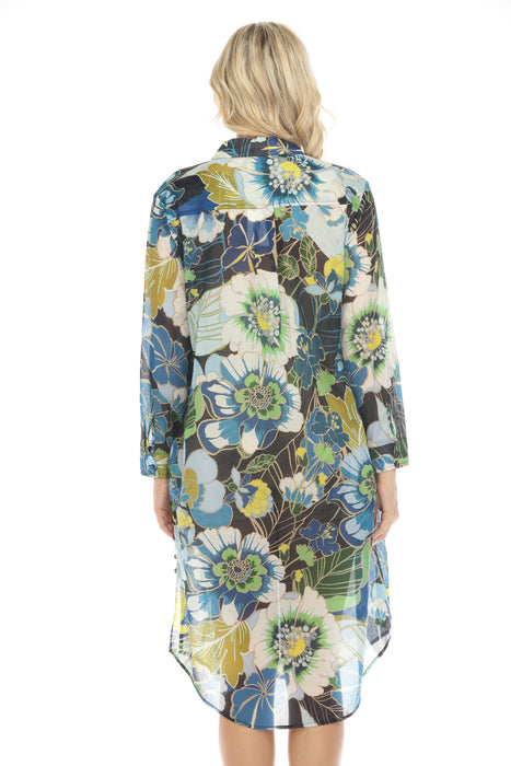 Johnny Was Jenn Floral Button-Down Shirt Dress R19724 Boho Chic