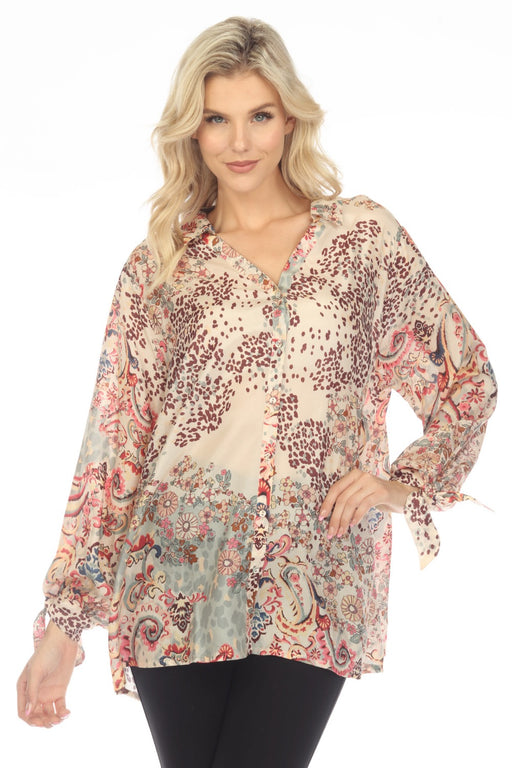 Johnny Was Style C10623A1X Jungle Paisley Rasvana Blouse Plus Size Boho Chic