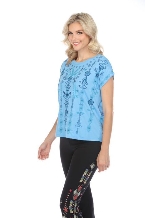 Johnny Was JWLA Taria Embroidered Relaxed Tee Boho Chic J14624