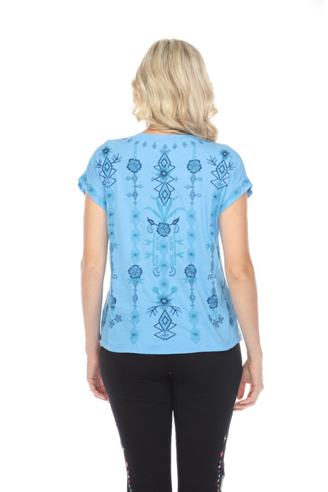 Johnny Was JWLA Taria Embroidered Relaxed Tee Boho Chic J14624