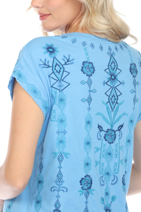 Johnny Was JWLA Taria Embroidered Relaxed Tee Boho Chic J14624