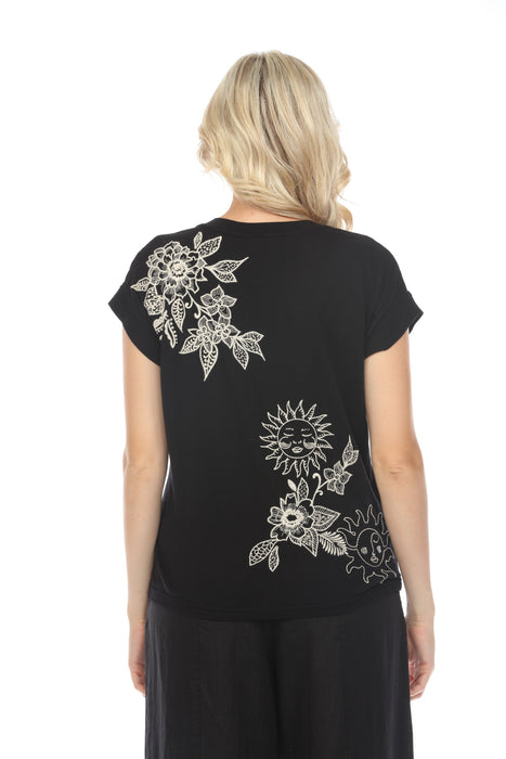 Johnny Was JWLA Addison Embroidered Relaxed Tee J12723 Boho Chic *