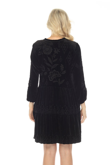 Johnny Was JWLA Ivey Velvet Field Embroidered Tiered Dress Boho Chic J39223 *