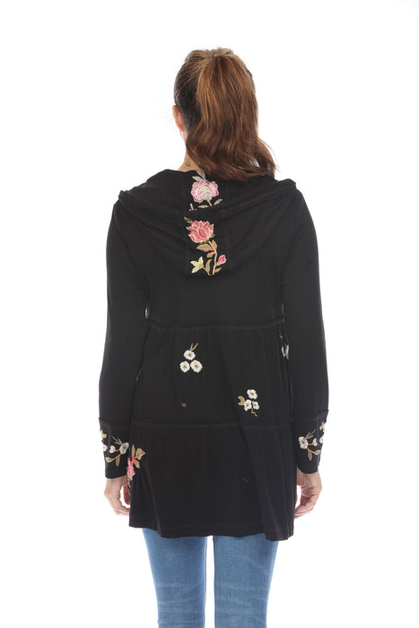 Johnny Was Zuzu Tiered Zip Front Hoodie Boho Chic R49423