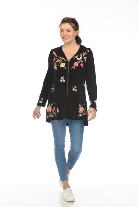 Johnny Was Zuzu Tiered Zip Front Hoodie Boho Chic R49423