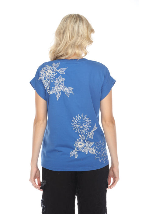 Johnny Was JWLA Addison Embroidered Relaxed Tee J12723 Boho Chic *