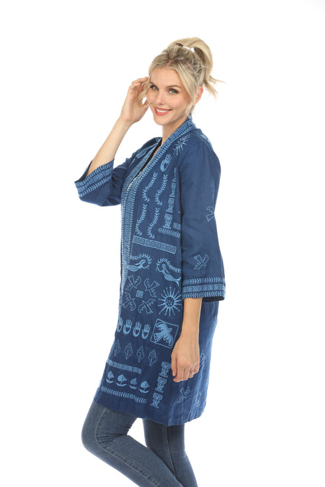 Johnny Was JWLA Linen Embroidered Kimono Boho Chic J40124