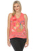 Johnny Was JWLA Style J14924 Calypso Coral Celina Raw Edge V-Neck Embroidered Tank Top Boho Chic